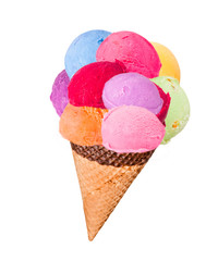 Ice cream scoops on cones 