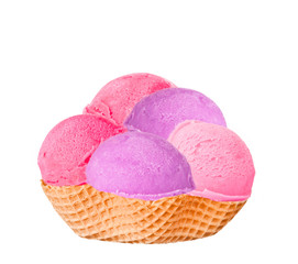 Ice cream scoops on cones 