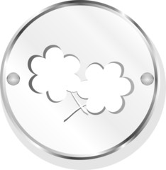 leaf icon on metal internet button original illustration