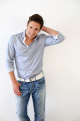 Fototapeta premium Trendy single man on white background