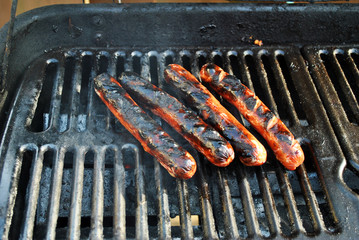 Over Cooked Hotdogs on the Grill