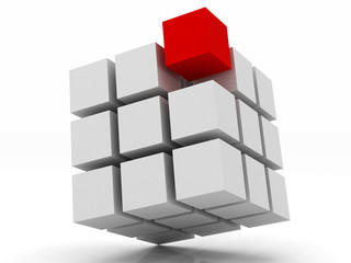 cube white assembling from blocks