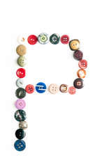 Letter alphabet formed of buttons