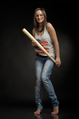 Woman with baseball bat