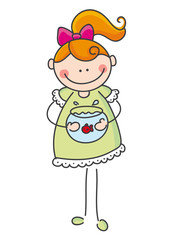 Little girl and fish