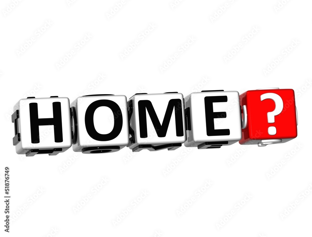 Aufkleber 3d home? button click here block text