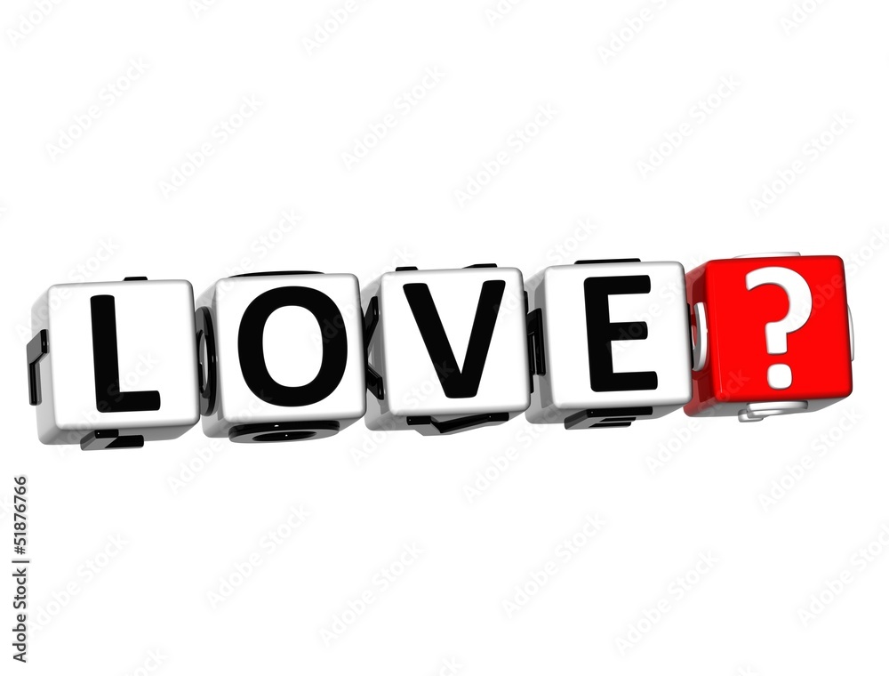 Poster 3d love? button click here block text