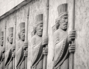 Achaemenid soldiers, cement relief on wall