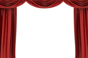 Open red theater curtain, background