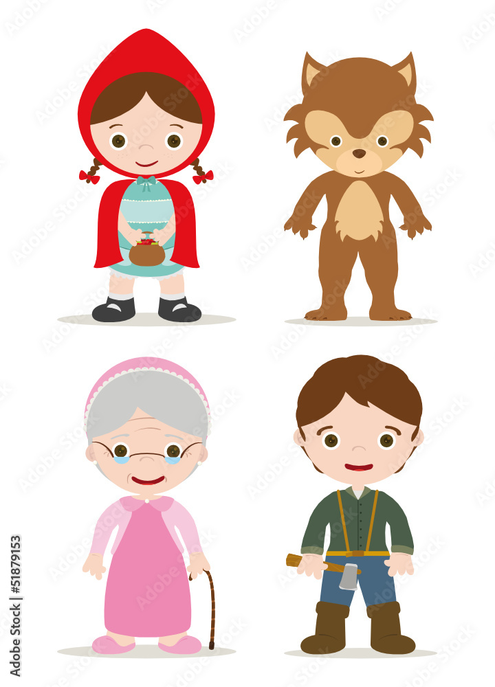 Fototapete little red hood characters from tale