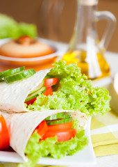 fresh vegetables wrapped in Armenian lavash