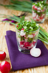 salad with red radish and green onion