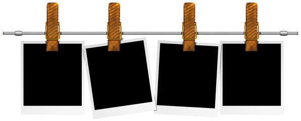 Blank Photos Hanging on Steel Pole