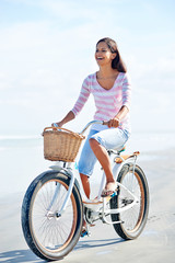 Fototapeta premium beach bicycle woman