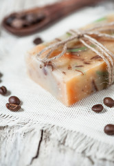 Handmade soap and coffee beans