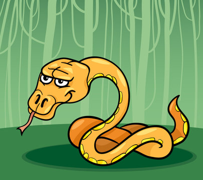 snake in the jungle cartoon illustration