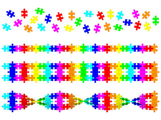 Colored DNA spiral from puzzle - concept