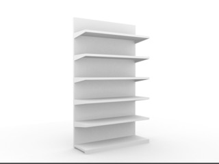 3D shelves and shelf for wrap advertising on a white background.