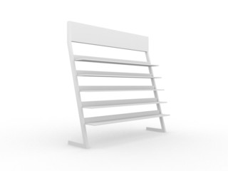 3D shelves and shelf for wrap advertising on a white background