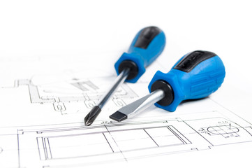 Set of turnscrews isolated in studio