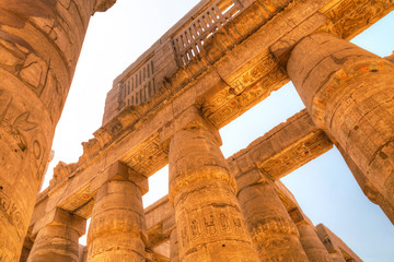 Pillars of the Great Hypostyle Hall in Karnak Temple, Egypt