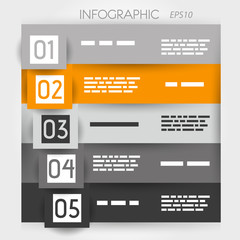 orange infographic five options in big squares