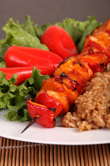 chicken kebab and rice