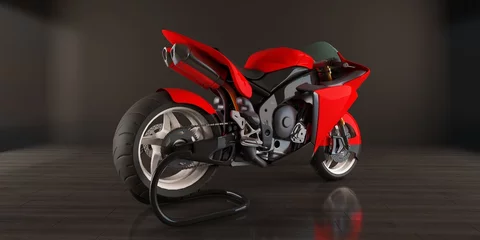 Crédence de cuisine en verre imprimé Moto vélo rouge
