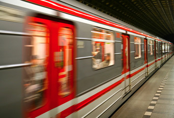 Metro train in motion