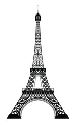 Fototapeta na wymiar Eiffel Tower Black Silhouette Vector Illustration