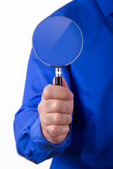 Businessman Holding Magnifying Glass