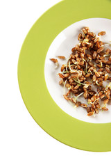 Wheat germs on plate isolated on white