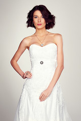 elegant bride in white dress