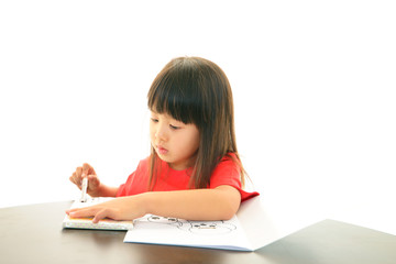 Naklejka premium 勉強を楽しむ女の子
