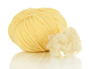 Wool and thread isolated on white