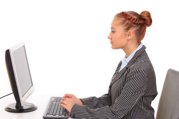 young business woman using computer at workplace