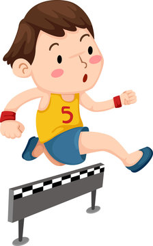 Illustration of a boy jumping hurdle