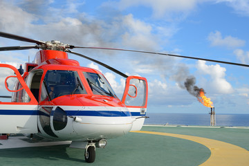 Helicopter park on oil rig