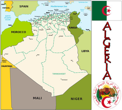 Algeria Africa  emblem map symbol administrative divisions