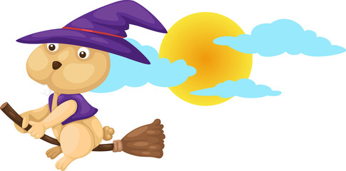 Halloween witch cat vector illustration