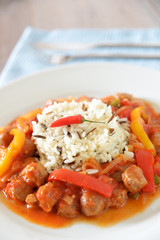 Gulasch aus Sojabrocken und Paprika