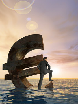 Conceptual Euro sign with 3D man
