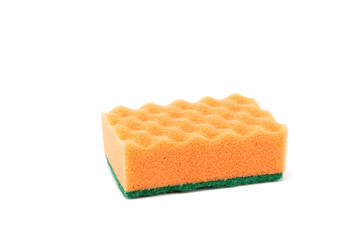 A kitchen sponge isolated against white background.