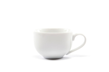 White porcelain coffee cup. Isolated on white bWhite porcelain c