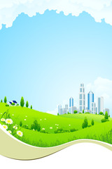 Green Landscape with City