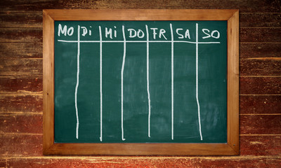 Obraz premium Kreidetafel - Wochenübersicht