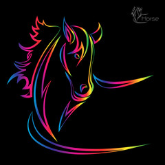 Vector image of an horse on black background