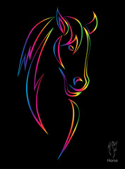 Vector image of an horse on black background