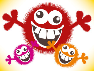 Crazy furry funny face cartoon design.