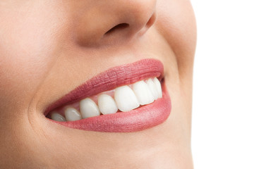 Macro close up of perfect teeth. - obrazy, fototapety, plakaty